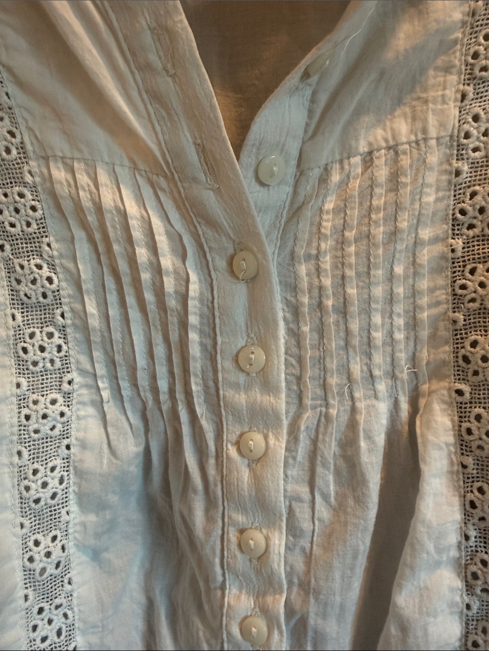 Free people White Lace-Trim Peasant Blouse - Picture 2 of 6